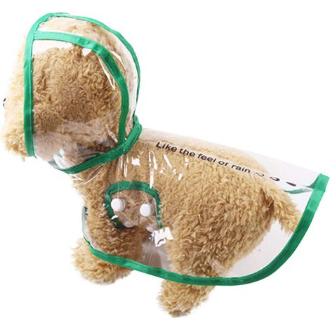 Transparenter Regenmantel für kleine und große Hunde, Regenkleidung für Hunde, Grün, L (Gewicht: 3,5–4,5 kg)