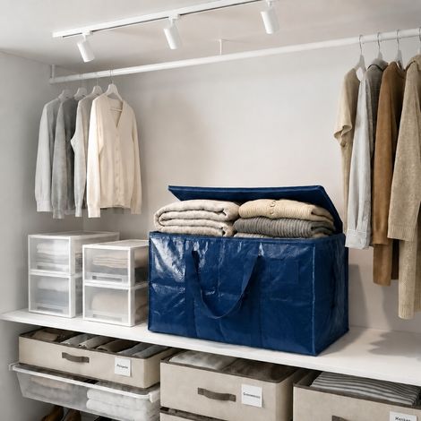 Sac de Déménagement Pliable Imperméable Grande Capacité Bleu Foncé PP Tissé 69 x 35 x 38 cm (1/5)