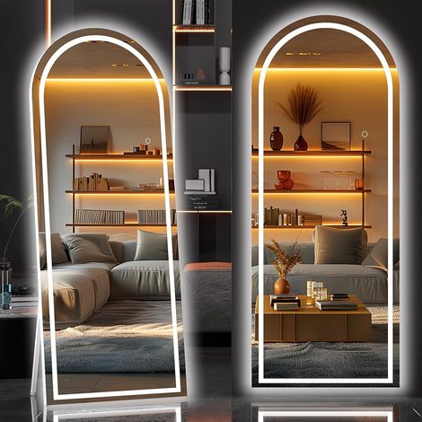 Hasipu 200x90cm Standspiegel Ganzkörperspiegel mit Beleuchtung, Freistehender Bodenspiegel, Großer Wandspiegel, LED Spiegel 3 Lichtfarben Dimmbar und Helligkeitseinstellung für Schlafzimmer