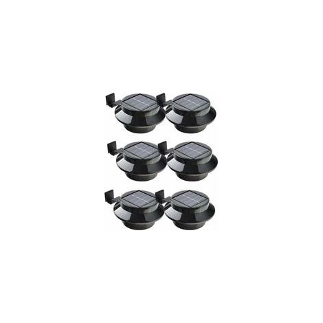 Lot de 6 lampes LED solaires noires – 3 LED blanches – Installation murale ou sur clôture – Capteur automatique – Éclairage extérieur (1/5)