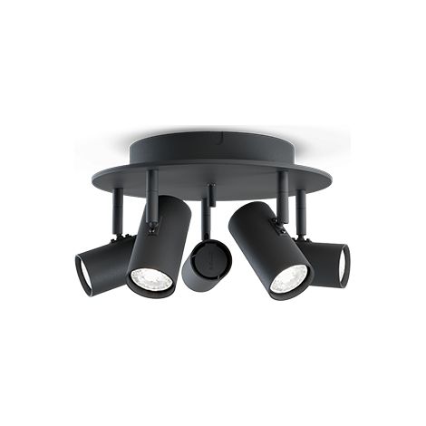 Tyson Spots de Plafond Grappes Structure Noire 5x GU10 (1/2)