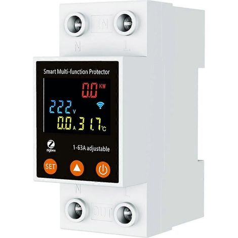 Disjoncteur différentiel bidirectionnel intelligent Tuya ZigBee 2P 63A, disjoncteur de surtension, minuterie via application (1/5)