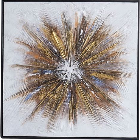 Elegantes abstraktes Gemälde in Gold auf Leinwand mit schwarzem Rahmen