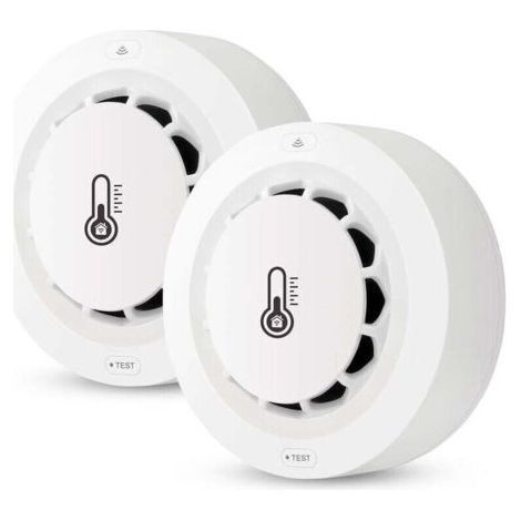 Détecteur de fumée WiFi, 1 Pack Capteur de température et humidité, thermomètre sans fil hygromètre, Tuya/Smart App, Alarme Incendie, pour la surveillance à distance et Smart Home (1/5)