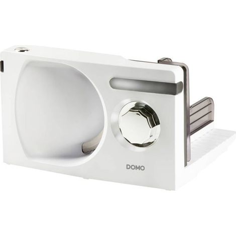Trancheuse électrique 120W DO523S – Lame inox 17 cm – Épaisseur de coupe 1 à 15 mm – Chariot et poussoir inclus – Domo (1/5)