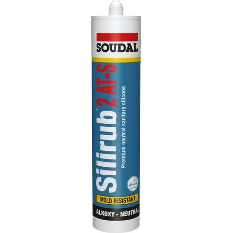 Silirub 2 AT-S - Mastic silicone neutre sanitaire - EC1 Plus - Soudal - Cartouche de 300 ml Blanc (1/2)