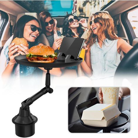 Yctze Bureau D'Ordinateur Portable pour Ordinateur Portable, Table de Voiture Pivotante avec Support de Téléphone, Plateau Alimentaire de Voiture Portable Multifonctionnel pour Manger (A). (1/5)