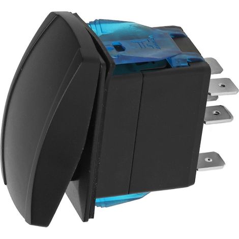 Interrupteur à bascule étanche à 5 broches avec interrupteur marche/arrêt, bipolaire, à double commutation, rétroéclairage bleu LED, pour véhicules 12-24 V
