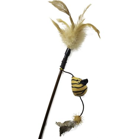 Set 3 pezzi Gioco Gatto Bacchetta Topo Piuma 47cm.