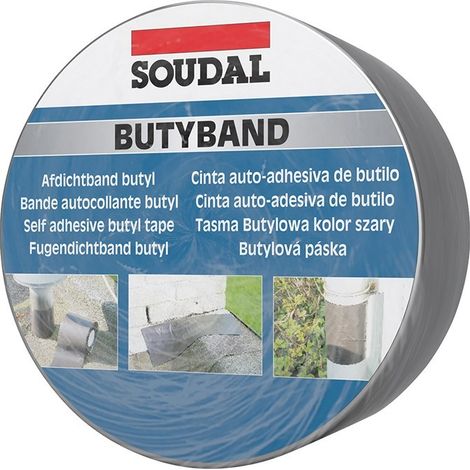 Soudal Butyband bande d’étanchéité butyle autocollante aluminium 50 mm x 10 m – Toiture et raccords