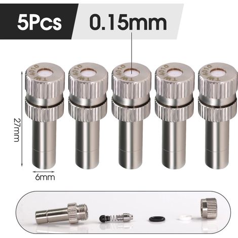 (A-0,15 mm - Lot de 5) Buse de pulvérisation basse pression 6 mm à insertion rapide pour brumisateur extérieur, jardin et terrasse, dispositif de refroidissement et d'humidification (1/5)