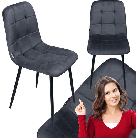 Gepolsterter Samtsessel für Wohnzimmer, Esszimmer, Loft, Graphit