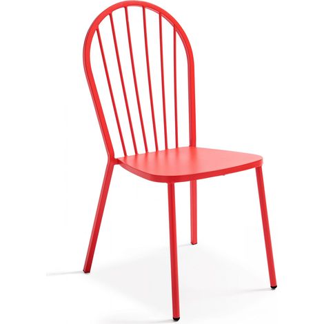 Chaise bistrot en métal rouge (1/5)