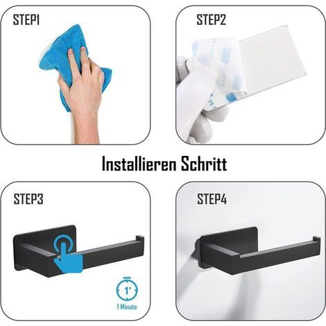 Stainless steel adhesive toilet paper holder - No-drill installation