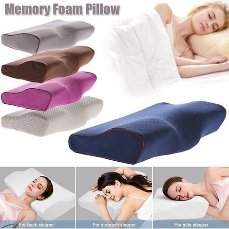 Oreiller de nuit ergonomique en mousse à mémoire de forme papillon pour un confort de sommeil optimal (1 pièce, bleu marine)-AquaForge (1/5)
