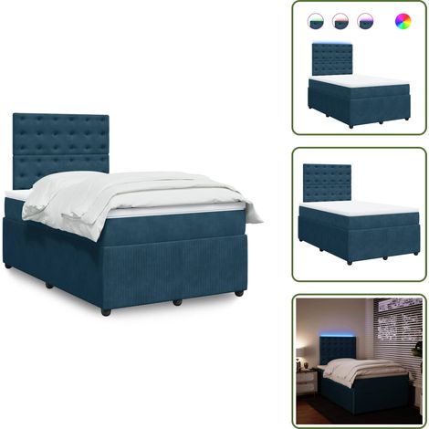 vidaXL Sommier à lattes de lit et matelas bleu 120x190 cm velours