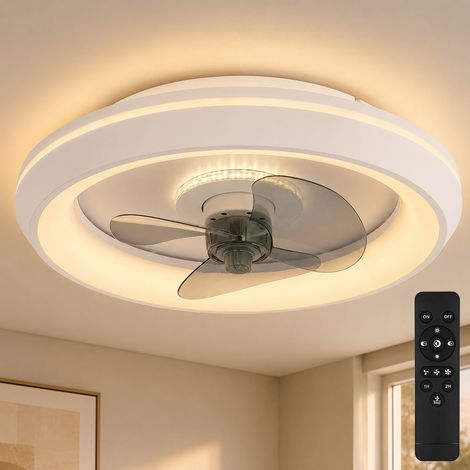 Ventilatore da soffitto con luce Lampade con ventilatore Ventilatore da soffitto con telecomando e LED decorativo blu-bianco, timer CCT dimmerabile, 41 watt LED 2216lm 2700-6500K, 48 cm (1/5)