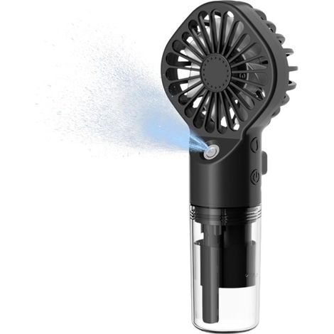 Ventilateur-brumisateur portable rechargeable USB-C – 4 vitesses, 12 h d’autonomie, design moderne noir (1/3)