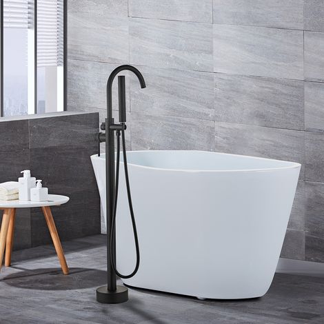 Skecten Grifo De Ducha De Baño Independiente 110 cm, Ducha de Mano, Grifo De Relleno De Baño De Pie, Negro (1/5)