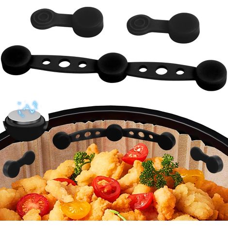 Boucle Magnétique En Silicone Pour Friteuse à Air Aimants En Silicone Pour Friteuse à Air Air Fryer Magnets Silicone Buckle 3pcs Accessoires Air Fryer pour Doublures En Papier Parchemin (Noir)