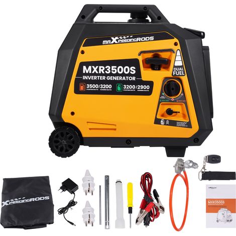Maxpeedingrods – Groupe électrogène inverter 3500W essence/GPL – Démarrage électrique – Autonomie 11h – Prises USB et 230V – Silencieux 62dB