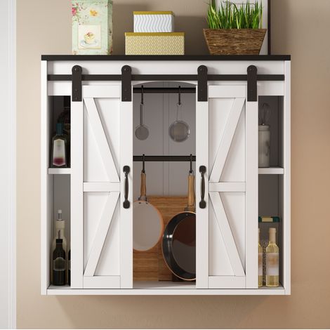 Küchen-Wandschrank mit 2 Schiebetüren, verstellbaren Böden, 80 x 31 x 76 cm OKMYHOME (1/5)