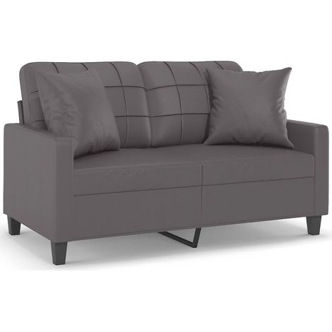 Maison Exclusive - Divano a 2 Posti con Cuscini Grigio 120 cm in Similpelle