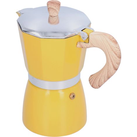 Cafetière italienne 300 ml, compatible avec cuisinières à gaz, à éthanol et fours électrothermiques, jaune