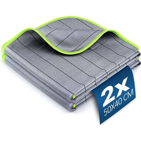 50 x 40 cm Carbon-Mikrofaser-Autoreinigungstuch, 2 Detailtücher, Fensterputztücher, kratzfeste Poliertücher, saugfähig und streifenfrei