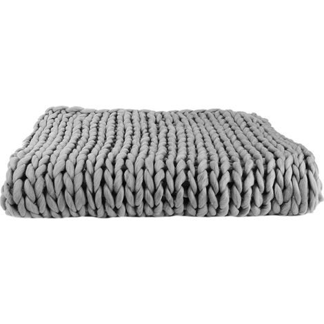 Plaid Déco Maille "Chunky" 120x150cm Gris (1/5)