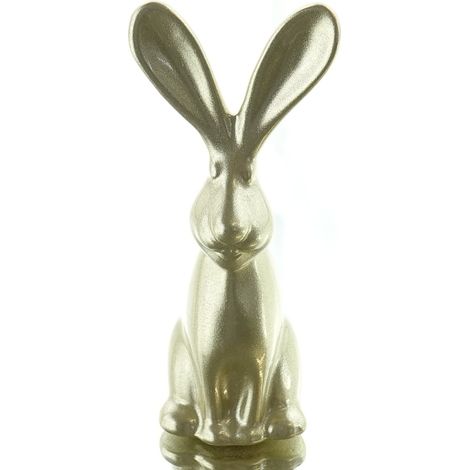 GASPER Osterdeko Hase Goldfarben im Comicdesign 13 cm - Keramik (1/2)