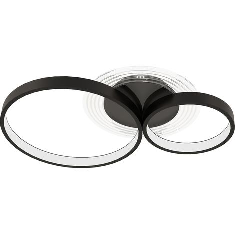 GagaPlafonnier LED moderne 3 anneaux temperature reglable 40W noir (1/5)
