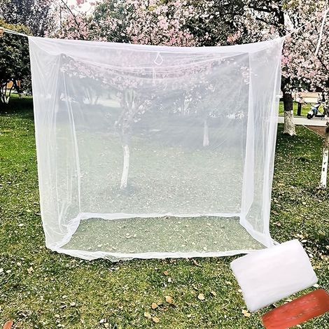 Tente de camping ultra grande moustiquaire pour le camping, maille à trous les plus fins 15, rideau de filet carré pour lit superposé, camping, literie, patio, installation facile (1/5)
