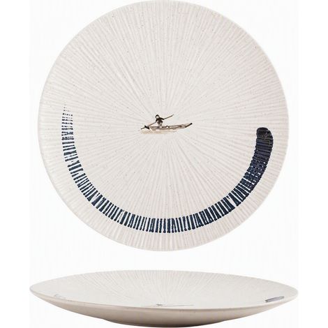 Assiette japonaise à rayures 8 pouces, décor Jiangxue