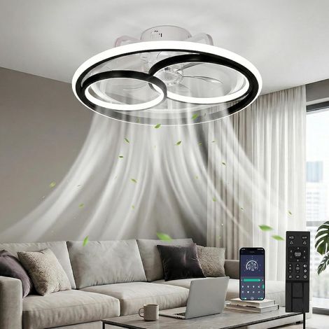 Ventilateur de Plafond avec Éclairage, 3 Températures de Couleur et 6 Vitesses, LED avec Lampe, Silencieux et à Intensité Variable (C) (1/5)
