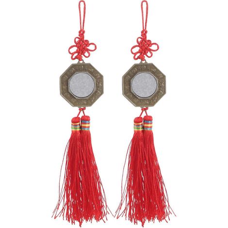 Lot de 2 miroirs Feng Shui Bagua, amulettes traditionnelles chinoises, décorations pour le Nouvel An lunaire et la Fête du Printemps, ornements porte-bonheur pour la maison, symbole de chance et de pr (1/5)