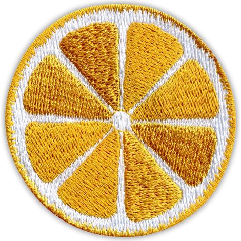 Aufnäher „Orangenscheibe“ – selbstklebende Rückseite – gestickter Aufnäher/Abzeichen/Emblem