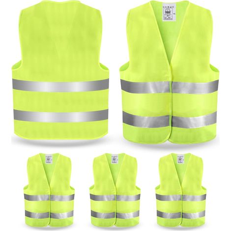 Gilet Jaune Adulte: 5 Pièces Gilet Jaune Voiture, Gilet Réfléchissant, Gilet Fluorescent De Sécurité, Gilet de Sécurité Reflechissant, Gilet Haute Visibilité Homme Femme pour Conducteurs (1/5)