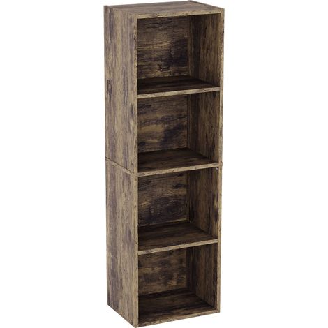 Oxford 4 Tier Cube Bookcase, Dark Wood (1/5)