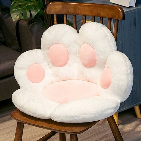 Coussin de griffe de chat, coussin de siège en peluche doux et mignon, tapis de sol chaud en forme de patte de chat pour le canapé de chaise de bureau à domicile (1/4)