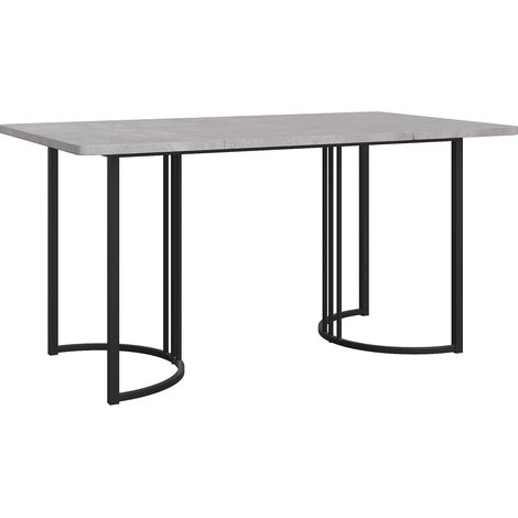 Esstisch 140 x 80 cm in grauer Marmoroptik, Metallgestell, verstellbare Füße (1/5)