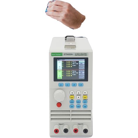 Probador de carga electrónica de CC, potencia de 400 W, doble canal, voltaje de entrada de 0-150 V, corriente de entrada de 0-20 A, protección contra sobretensión. (1/5)
