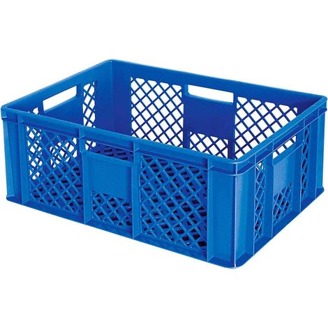 BRB 54 Stück Eurobehälter durchbrochen/Bäckerkiste, LxBxH 600x400x240 mm, PE-HD, lebensmittelecht, Palettenware (blau)