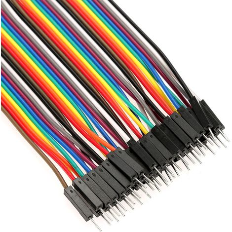 Paquete de 5 cables de conexión de colores de 11,5 cm, 40 pines, macho a hembra, para placas de prototipos. (1/5)