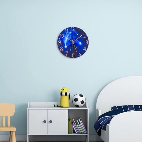 Horloge Murale Moderne Silencieuse à Quartz 30cm Fonctionnant sur Batterie, pour la Chambre, la Maison, la Cuisine(Ciel étoilé) (1/3)