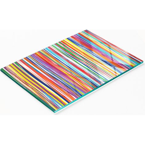 Plateau de service décoratif en verre pour apéritifs, rayures colorées, 80 x 52 cm (1/5)
