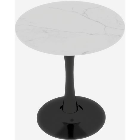 Runder Couchtisch aus Kunstmarmor in Schwarz und Weiß 70 x 70 x 72 cm MODENUIT (1/5)