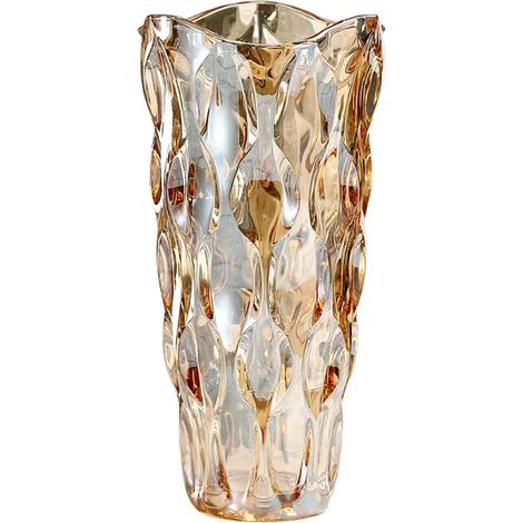 Vase en verre ambré - 1 unité - Cristal épais style vintage - Décoration lumineuse réfractante - Salon mariage bureau - Hauteur 24,1 cm (1/5)