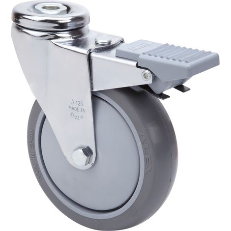 rueda giratora agujero m12 freno 20afd150cp-puisb polip.-poliur.gris bolas