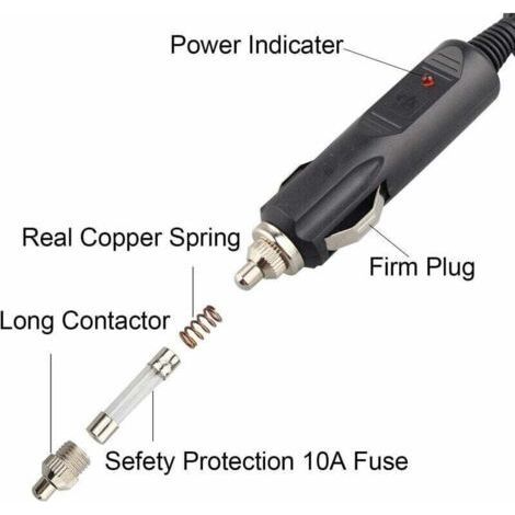 QORVA-Lot de 2 prises de courant CC 12 V mâle pour allume-cigare avec fusible rouge 10 A et indicateur d'alimentation LED